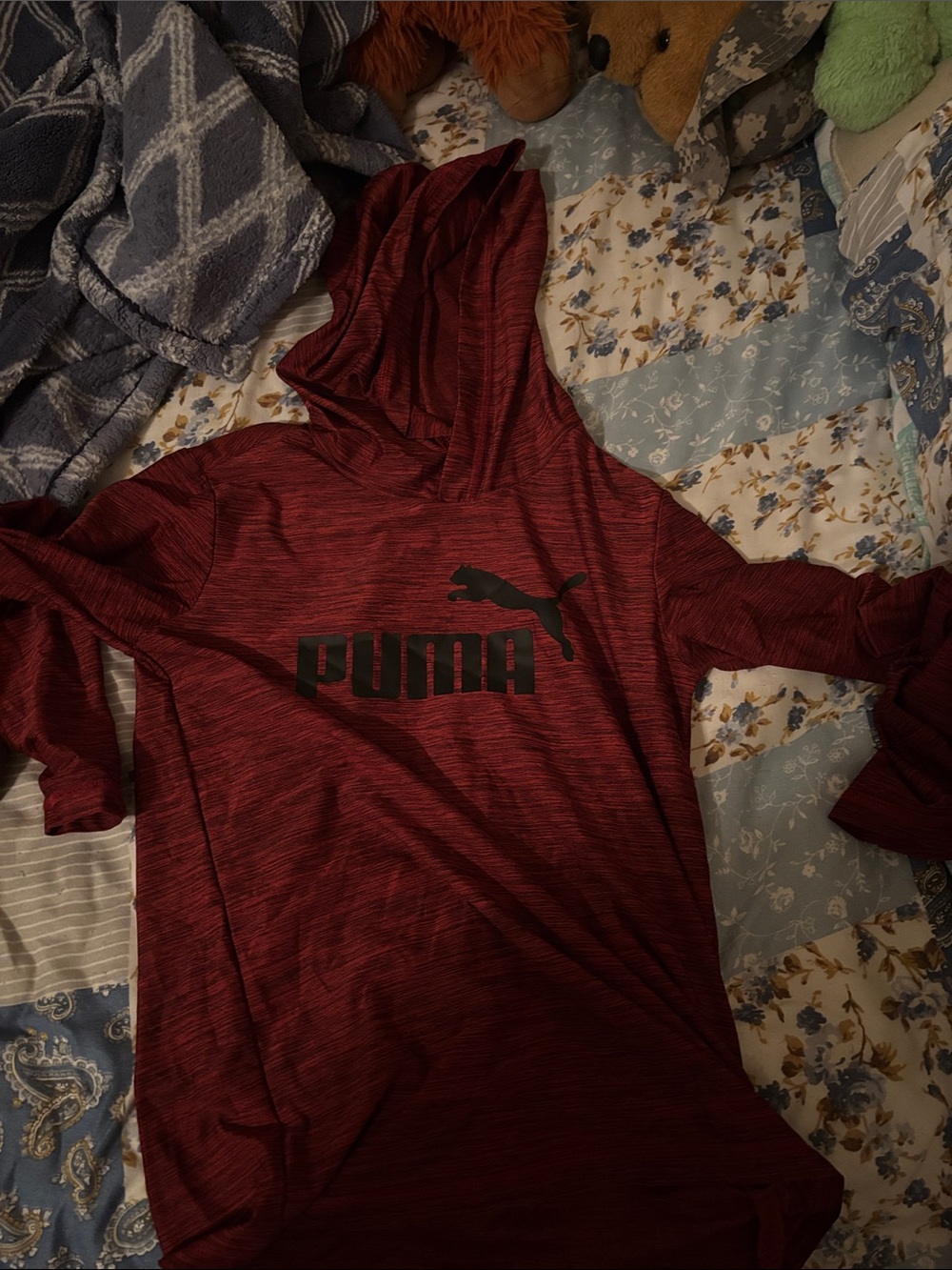 Puma Men’s Maroon Zip-Up Hoodie with Black Logo